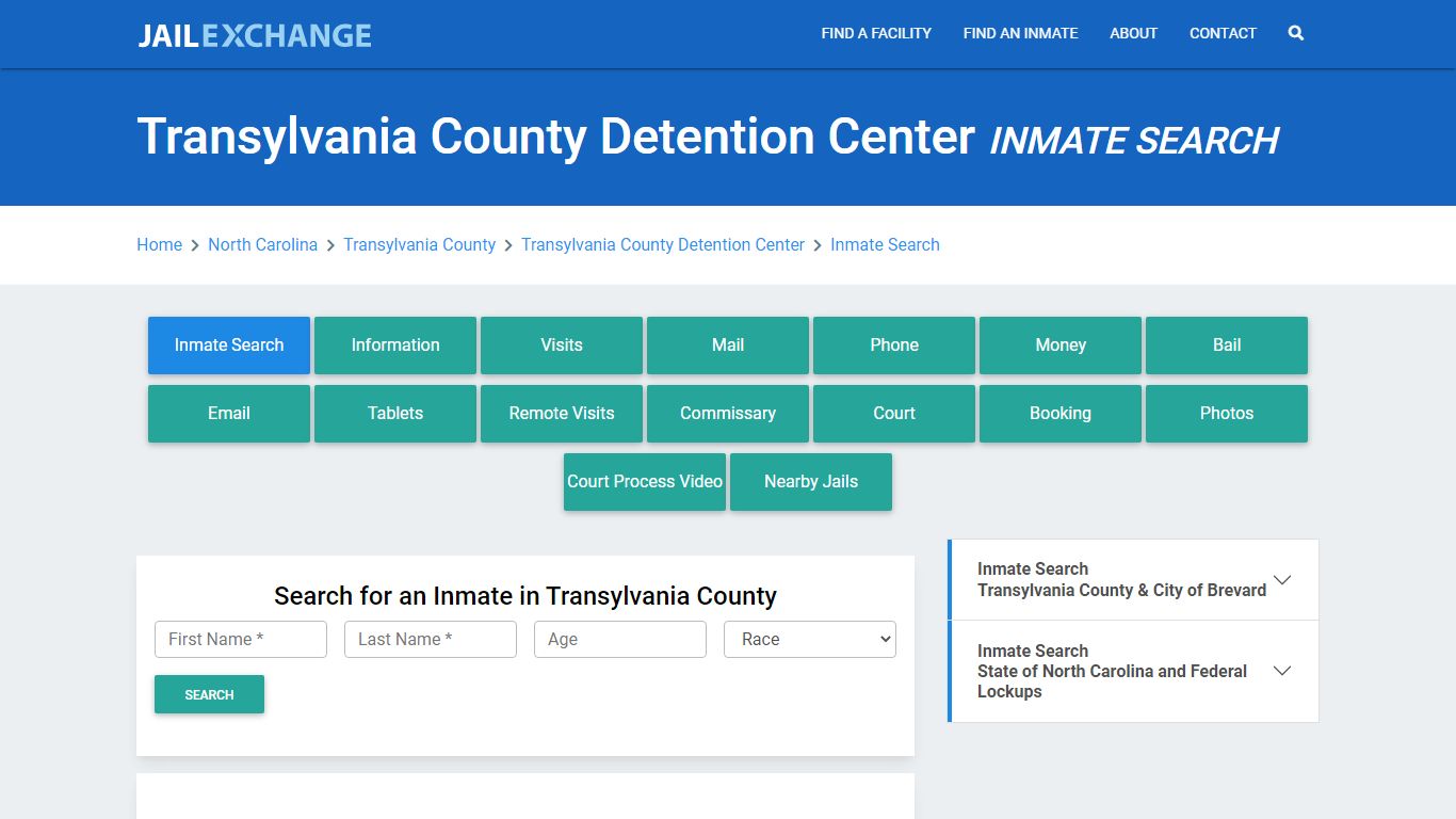 Transylvania County Detention Center Inmate Search - Jail Exchange